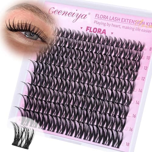 Geeneiya FLORA Lash Clusters, 8-18MM Wispy Eyelash Clusters, Natural Cluster Lashes for Beginners, Waterproof Cluster Eyelash Extensions DIY Lashes (Not Kit) - Image 1