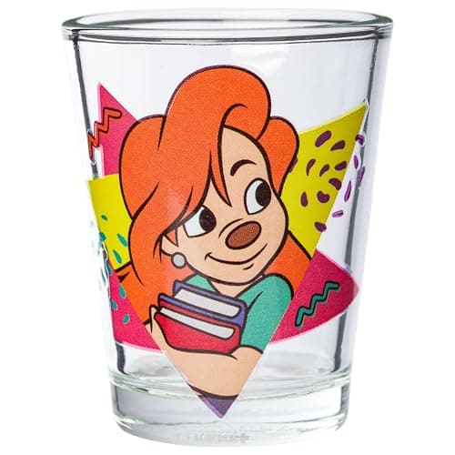 Silver Buffalo Disney A Goofy Movie Featuring Goofy, Max Goof, Roxanne and Bobby Zimuruski 4 Pack Mini Glass Set, 1.5 ounces thumbnail 4