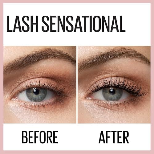 Maybelline Lash Sensational Washable Mascara, Lengthening and Volumizing for a Full Fan Effect, Midnight Black, 1 Count thumbnail 3