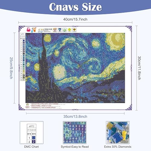 5D Diamond Painting Kit Completo, Pittura Diamante Cielo Stellato per Bambini DIY Strass Ricamo a Punto Croce Decorazione per Casa 30x40cm thumbnail 3