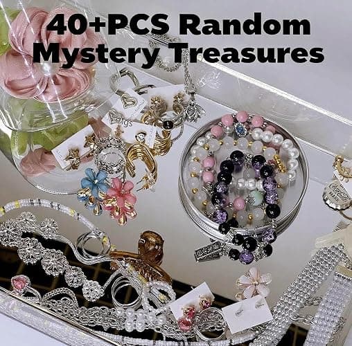 MINGRI Mystery Jewelry Jar for Women, Gothic Witchy Jewelry Gift Set(Goth Boho Mixed Punk Everyday Necklaces,Earrings, Rings,Bracelets/Bangles),Unique Alternative Fashion Romantic Present for Her thumbnail 2