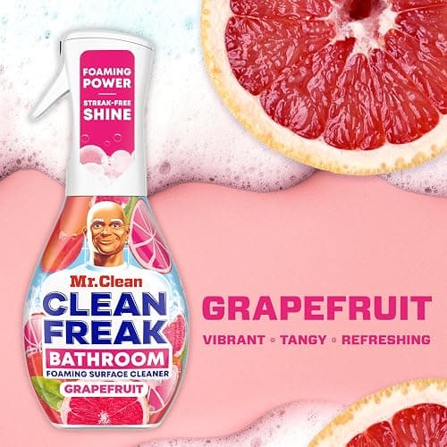 Mr. Clean Clean Freak Foaming Bathroom Surface Cleaner Multi-Surface Spray Starter Kit and Refill Bundle, Grapefruit Scent, 64 fl oz thumbnail 6