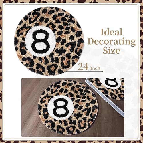 Dripykiaa Cheetah 8 Ball Rug Room Decor 24" Round Leopard Print Room Decor, Soft Plush Area Rug for Trendy Bedroom, Living Room, Dorm, Modern Aesthetic Home Accents for Women & Teens thumbnail 7