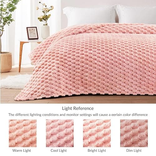 Whale Flotilla Fleece Throw Blanket for Couch or Bed, Luxury 3D Jacquard Super Soft Lightweight Summer Spring Blanket, Cozy Fluffy Plush Decorative Sofa Blankets, 50x60 Inch, Pink thumbnail 7