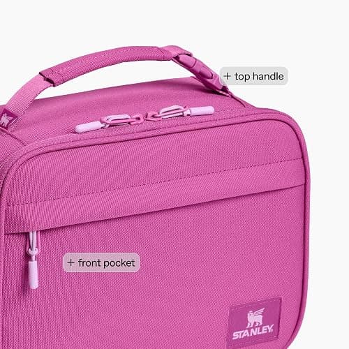 STANLEY Assembly Lunch Box, Dark Blossom | Insulated Lunch Bag | Water Bottle Pocket | Front Zip Pocket | Padded Top Handle with Buckle Clip | Easy-Clean Interior thumbnail 7