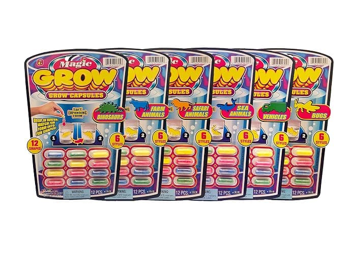 JA-RU Universal Specialties, Magic Grow Capsules 6 Pack, 72 Capsules Sea Creatures, Dinosaur, Animal Farm Toys. Water Growing Toys for Kids. Animal Party Favors Fidget Toy.305-6A - Image 1