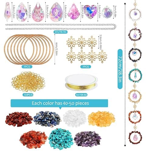 7 Chakra Sun Catcher Kit for Adults DIY Crystal Suncatcher Ornaments with Healing Stones, Window Hanging Arts and Crafts, Suncatcher Making Supplies Kit Hanging Ornaments Decor for Home Gifts thumbnail 3