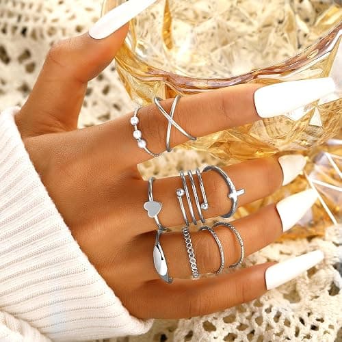 FAXHION 24 Pcs Gold Stackable Rings for Women, Knuckle Rings Chunky Gold Ring Set Dainty Stacking Cute Rings, Multiple Sizes Cute Jewelry Set Gift thumbnail 8