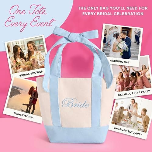 Chug Buddy Bride Tote Bag | Canvas Mini Tote Bag w/Bow | Bachelorette Gifts for Bride, Bride to Be Gifts for Bachelorette Party, Bridal Shower, Engagement Party Favor, Wedding Accessory thumbnail 5