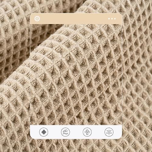 POLYTE 430 GSM Poly Blend Microfiber Quick Dry Waffle Bath Towel Set of 6 thumbnail 5
