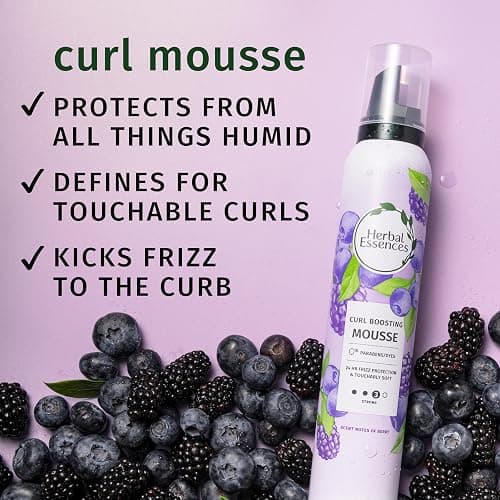 Herbal Essences Curl Boosting Mousse, Frizz Control for Curly & Wavy Hair, Long-Lasting Hold with Berry Scent, Paraben & Dye-Free, Cruelty-Free, 6.8 Fl Oz Each, 3 Pack thumbnail 2