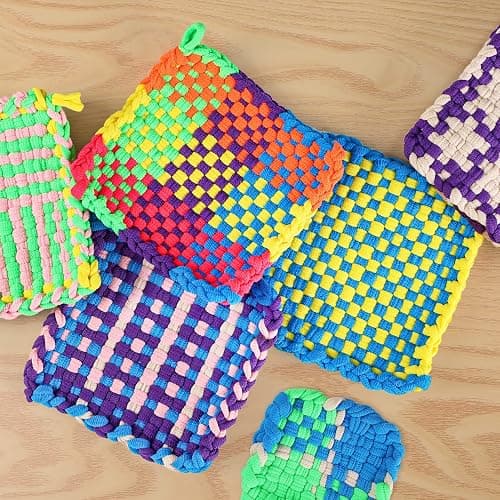 Weaving Loom Kit Toys Crafts - Arts and Crafts for Kids and Adults - Great Birthday Gifts for Girls Ages 6 7 8-12 13 Years Old - Sturdy Frame Potholder Loom Making Kits Portable Box and Craft Loops thumbnail 9
