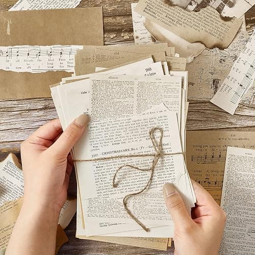 Zonon 114 Pieces 2 Sets Junk Journal Pages Vintage Ephemera Pack Craft Paper Junk Journal Vintage Paper for Albums Planner Decorative Crafts Embellishment Supplies(Old Book and Vellum Series) thumbnail 2