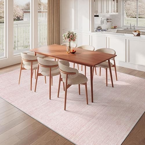 Valenrug 8x10 Area Rugs for Living Room, Large Washable Rug, Light Pink | Soft Low Pile, Thin & Lighweight Non Slip Carpet, Folable Stain Resistant Modern Indoor Floor Mat for Bedroom, Dining Room thumbnail 5