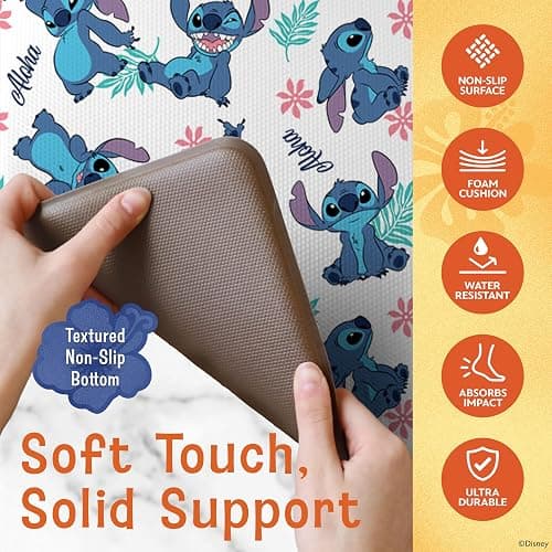 Disney Anti-Fatigue Kitchen Mats for Floor – Cushioned Kitchen Floor Mats with Non-Slip Backing – Water Resistant, Easy-to-Clean PVC Foam Mat – Mickey, Minnie, Stitch & Winnie The Pooh Designs thumbnail 4