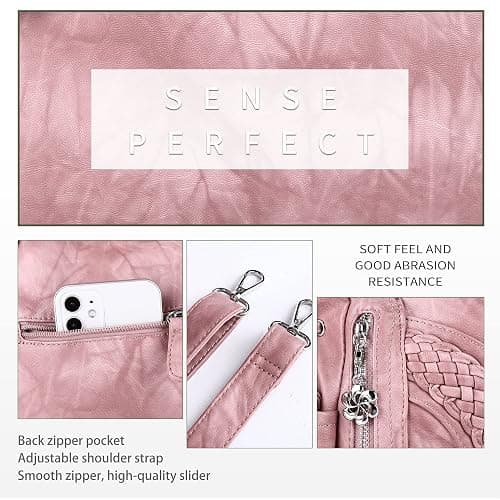 Purses and Handbags Women Fashion Tote Bag Shoulder Bags Top Handle Satchel Purses Washed Synthetic Leather Handbag thumbnail 6