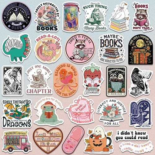 300 PCS Book Stickers for Kindle, Bookish Sticker Pack Reading Glitter Waterproof Vinyl Decals for Laptop, Ebook Readers, Water Bottles, Phone, Journal, Scrapbook, No Repeats (Holographic) thumbnail 6