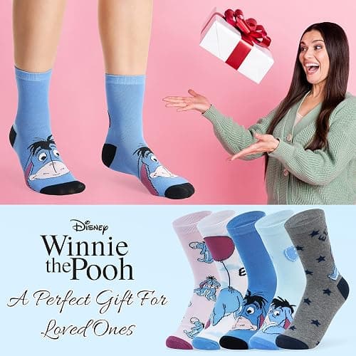 Disney Stitch Socks Pack of 5 Soft Cotton Cute Crew Socks for Teens Women Princess Minnie Baby Yoda Fun Designs Gifts for Her thumbnail 3
