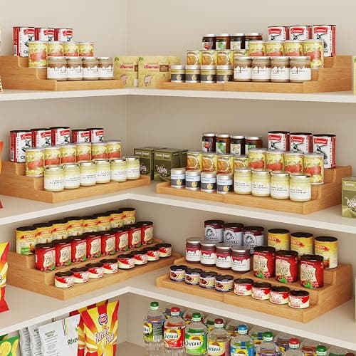 Expandable Bamboo Can Rack Organizer for Pantry, 3-Tier Adjustable Can Storage Holder, Soda Organizer Holds Up to 24 Cans, Canned goods Storage Display for Pantry, Cabinet, Countertop (patent pending) thumbnail 7