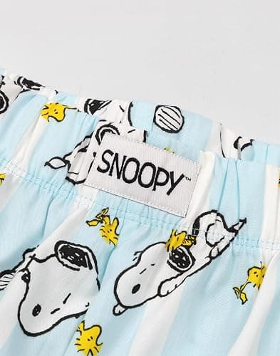 Peanuts Snoopy Women's Cream Short Sleeve Pyjama Set | Blue Lazy Days Shorts with Snoopy and Woodstock Print thumbnail 6