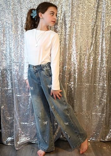 👖Wide Leg Baggy Jeans w/ butterflies👖 thumbnail 3