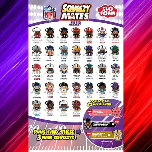 Teenymates Party Animal NFL 2026 Squeezymates Series 8 Figures, Team Colors, One Size (Squeezymates 2026 NFL 4 Blind Pack Lot) thumbnail 3