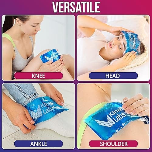 Gel Ice Packs for Injuries Reusable (2 Pack) 9.5" x 4.5" – Gel Cold Packs by Kinetic Labs – Flexible & Soft Packs for Knee, Shoulder, Back (Regular) - Regular (Pack of 2) thumbnail 2