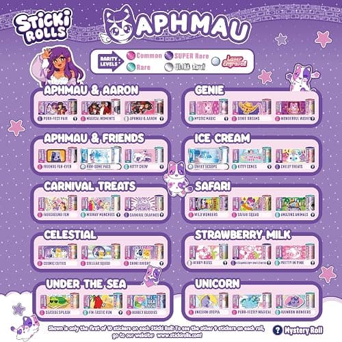 Sky Castle Sticki Rolls x Aphmau Toy Pendant & Bracelet Set – 120 Holographic Stickers, Wearable Toy Jewelry, and Collector’s Page – Limited Edition for Kids Ages 5 and Up - Rainbow Swirl Cat thumbnail 6