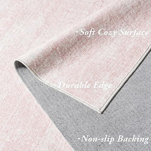 BILEEHOME Light Pink Rug 5x7 for Nursery Bedroom,Abstract Cute Modern Washable Boho Area Rugs for Girls Room,Blush thumbnail 4