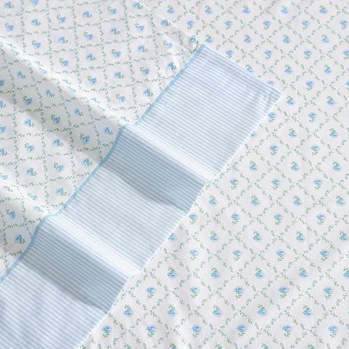 Laura Ashley - Sheet Set, Breathable Percale Cotton Bedding, 200 Thread Count, Deep Pocket, Chic Home Decor (Kate Blue, Full) thumbnail 4