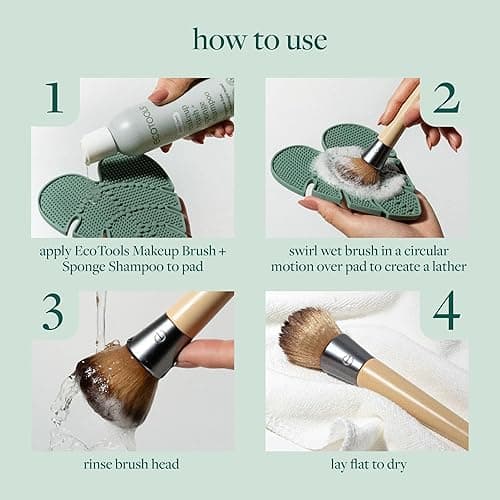 EcoTools Makeup Brush Cleansing Pad + Deep Clean Shampoo Bundle, Brush Cleaner Mat & Makeup Brush Cleanser For Deep Cleaning Tools, Clean Formula, Cruelty-Free, & Vegan, 2 Piece Set - Shampoo, 2 Piece Set thumbnail 4