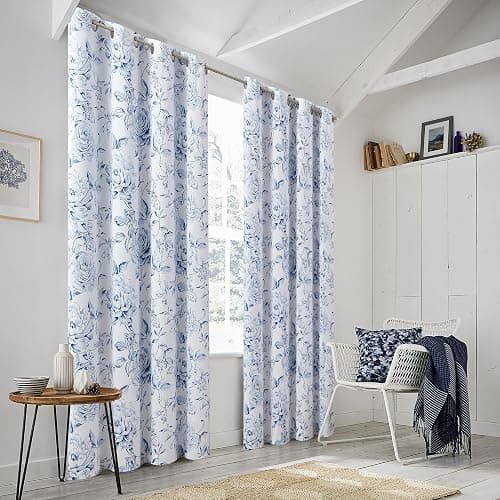 Beauoop Floral 100% Blackout Curtains for Bedroom Navy Blue 50x63 2 Panels | Rose Flower Patterned Room Darkening Drapes for Living Room 90 Inch Long Farmhouse Thermal Insulated Soundproof Grommet thumbnail 4