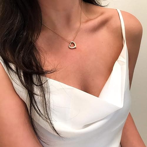 Altitude Boutique Open Heart Necklace for Women Floating Heart Necklace Hypoallergenic Simple Heart Necklace I Love You Necklace (Gold, Rose Gold, Silver) - Gold thumbnail 4
