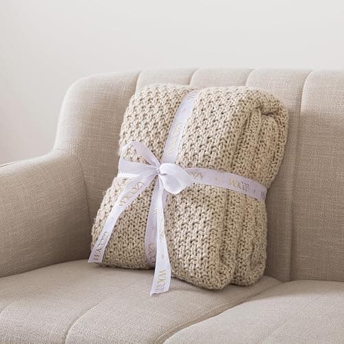 WDCOZY Chunky Cable Knit Throw Blanket Super Soft Warm Knitted Throw Blanket for Couch, Sofa, Chair, Bed Lightweight Breathable Cozy Comfortable Home Decorative Camel Tan Beige 50x60 Inches thumbnail 6