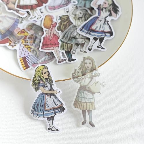 Alideco 80Pcs Vintage Scrapbook Stickers Set Retro Scrapbooking Paper Kawaii Alice Stickers Journaling Assorted Phone Adult thumbnail 6