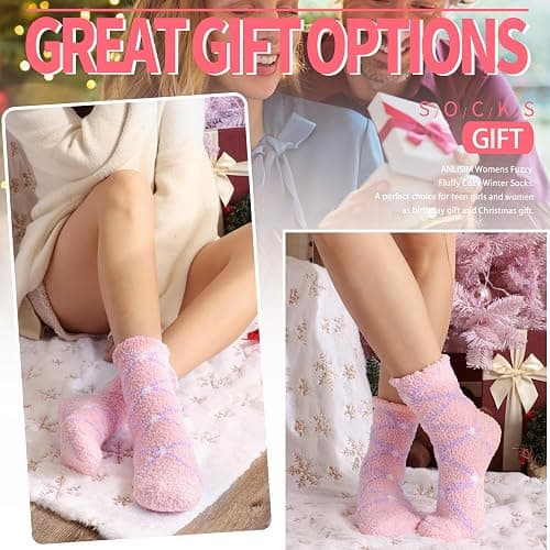 Anlisim Fuzzy Socks for Women, Soft Comfy Cozy Fluffy Thick Winter Warm Fleece Slipper Socks thumbnail 7