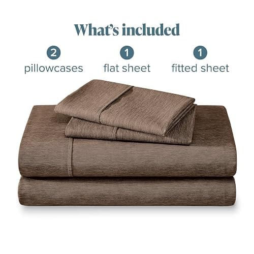 Bare Home Queen Sheet Set - Luxury 1800 Ultra-Soft Microfiber Double Brushed - Deep Pockets - Easy Fit - 4 Piece Set - Bedding Sheets & Pillowcases (Queen, Heathered Taupe) thumbnail 8