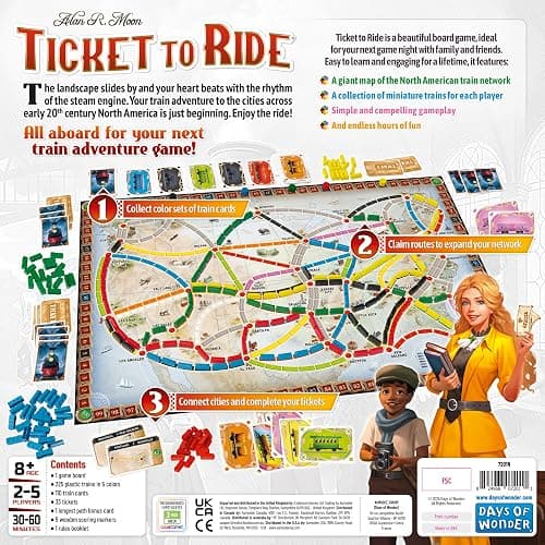 Asmodee Ticket to Ride Board Game (2025 Refresh) - A Cross-Country Train Adventure for Friends and Family, Strategy Game for Kids & Adults, Ages 8+, 2-5 Players, 30-60 Minute Playtime thumbnail 3