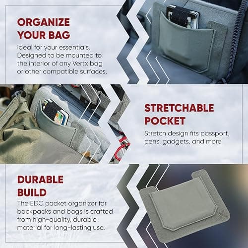 Vertx Stretch Pocket Organizer Insert Attachment for Backpack, Bag Organization, Small, 2-Pack thumbnail 3