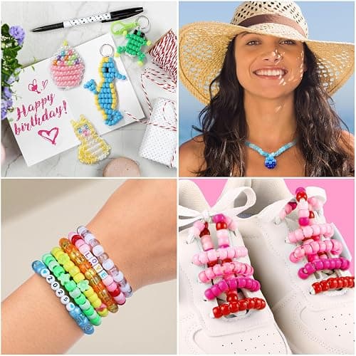 Pony Beads for Bracelets, Funtopia 4026 Pcs 72 Colors Multi-Types Kandi Beads with 10 Kandi Cuff Designs, Friendship Bracelet Making Kit with Assorted Letter Bead for Jewelry Making and DIY Crafts thumbnail 7