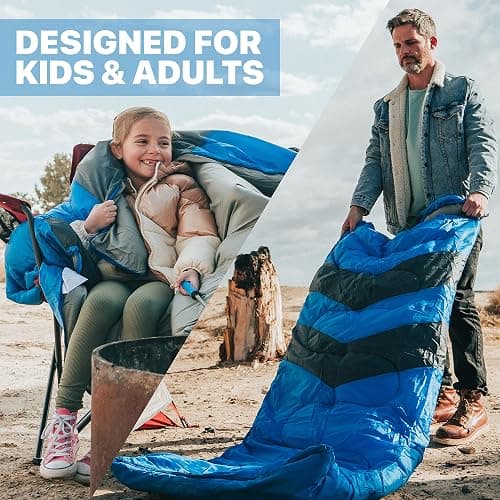 MalloMe Sleeping Bags for Adults Cold Weather & Warm - Backpacking Camping Sleeping Bag for Kids 10-12, Girls, Boys - Lightweight Compact Camping Essentials Gear Accessories Hiking Sleep Must Haves - 50-80°F Everyday 3 Season - Blue thumbnail 5