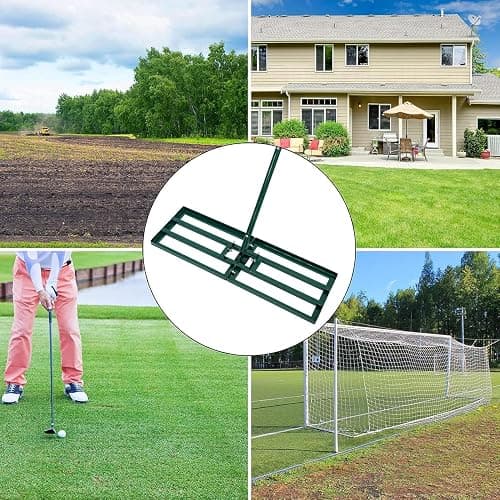 Lawn Leveling Rake,Stainless Steel Lawn Leveler with 30”x10” Ground Plate, 78” Adjustable Long Handle, Level Yard Tool for Grass, Golf Field, Level Soil or Dirt Ground Surfaces-Green thumbnail 5