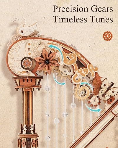 ROKR 3D Wooden Puzzles for Adults - Magic Harp Music Box, Mechanical Model Kit Self-Playing Musical Instrument, DIY Craft Kits, Home Decor & Birthday Gifts, Hobbies for Men Women thumbnail 4