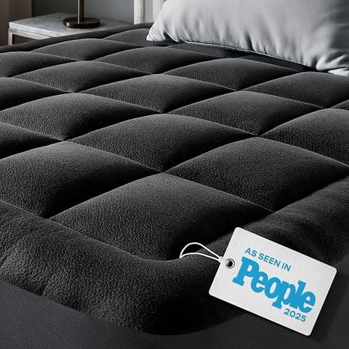 Ultra Soft Twin XL Size Mattress Topper - Viscose Made from Bamboo Pillow Top Mattress Pad for Back Pain Relief - Naturally Cooling for Hot Sleepers, Black - Image 1