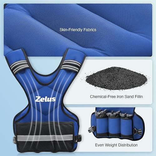 ZELUS Weighted Vest for Men and Women | 4-10lb/11-20lb/20-32lb Vest with 6 Ironsand Weights for Home Workouts | Adjustable Body Weight Vest Exercise Set for Cardio and Strength Training thumbnail 4