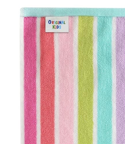 ORIGINAL KIDS Hooded Bath Towel Wrap - 100% Cotton Terry Large Oversized Hooded Kids Towel - Toddler Shower Pool Beach Towel - Super Soft Plush Absorbent Quick Dry Easy Care Gift - 30x60 - Pink Multi thumbnail 8