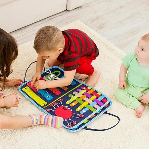 JAGSYJOY Busy Book for Toddlers - Montessori Busy Board with Sensory Activities for Learning Fine Motor Skills, Travel Toys for Toddlers for Airplane, Car. for Boys and Girls. thumbnail 2