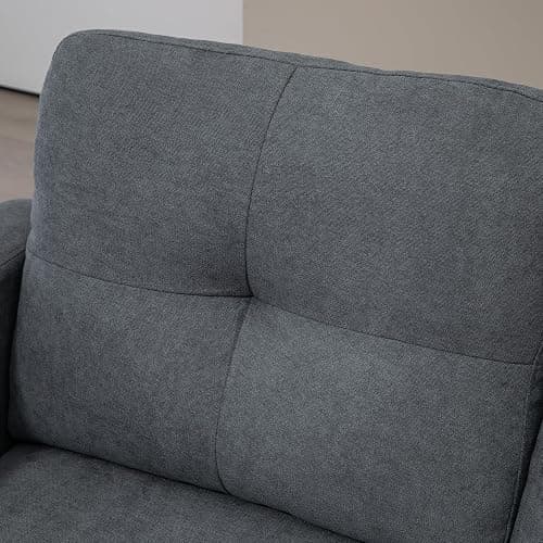 HOMCOM Ecksofa mit Umkehrbarer Chaiselongue Leinenoptik Dunkelgrau | Eck-Couch, Sofa in L-Form, Gepolstert, mit Federkern, Stahlrahmen, 186 x 130 x 84 cm thumbnail 8
