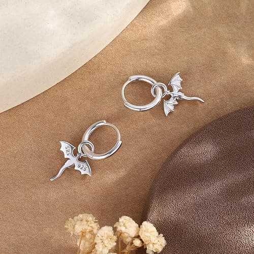 LNIEER Tiny Dragon Huggie Small Hoop Earrings with Charm, Personalized Dragon 316L Surgical Steel 18k Gold Plated Dagon Drop Dangle Earrings for Women thumbnail 5