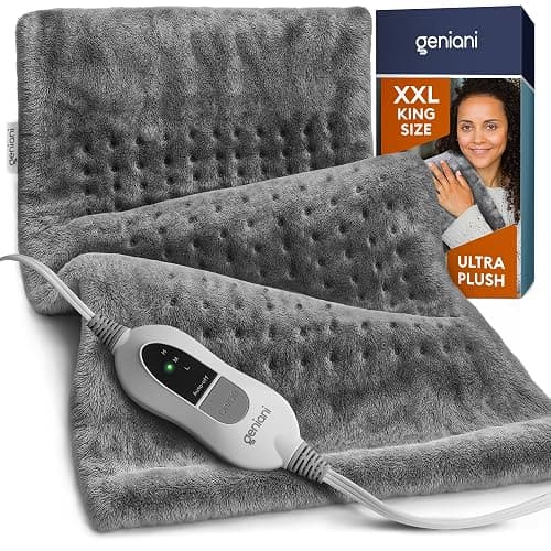 GENIANI Electric Throw - XXL 18"x26" Heating Pad for Back Pain & Cramps Relief, Auto Shut Off, Machine Washable, Heat Pad, Holiday Gifts for Women, Men, Heat Patches (Tabby Gray) - Image 1